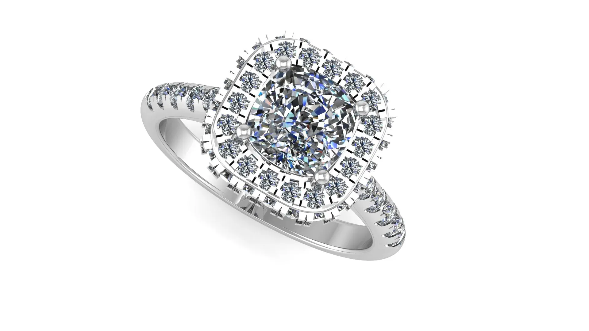 Cushion Diamond halo engagement Ring