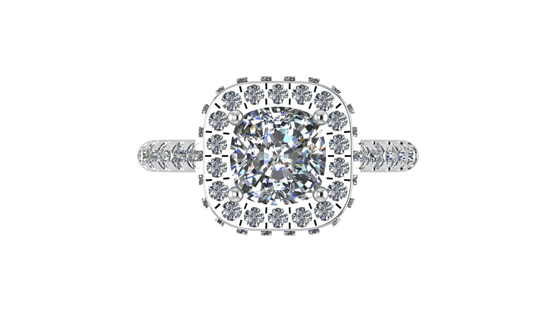 Cushion Diamond halo engagement Ring