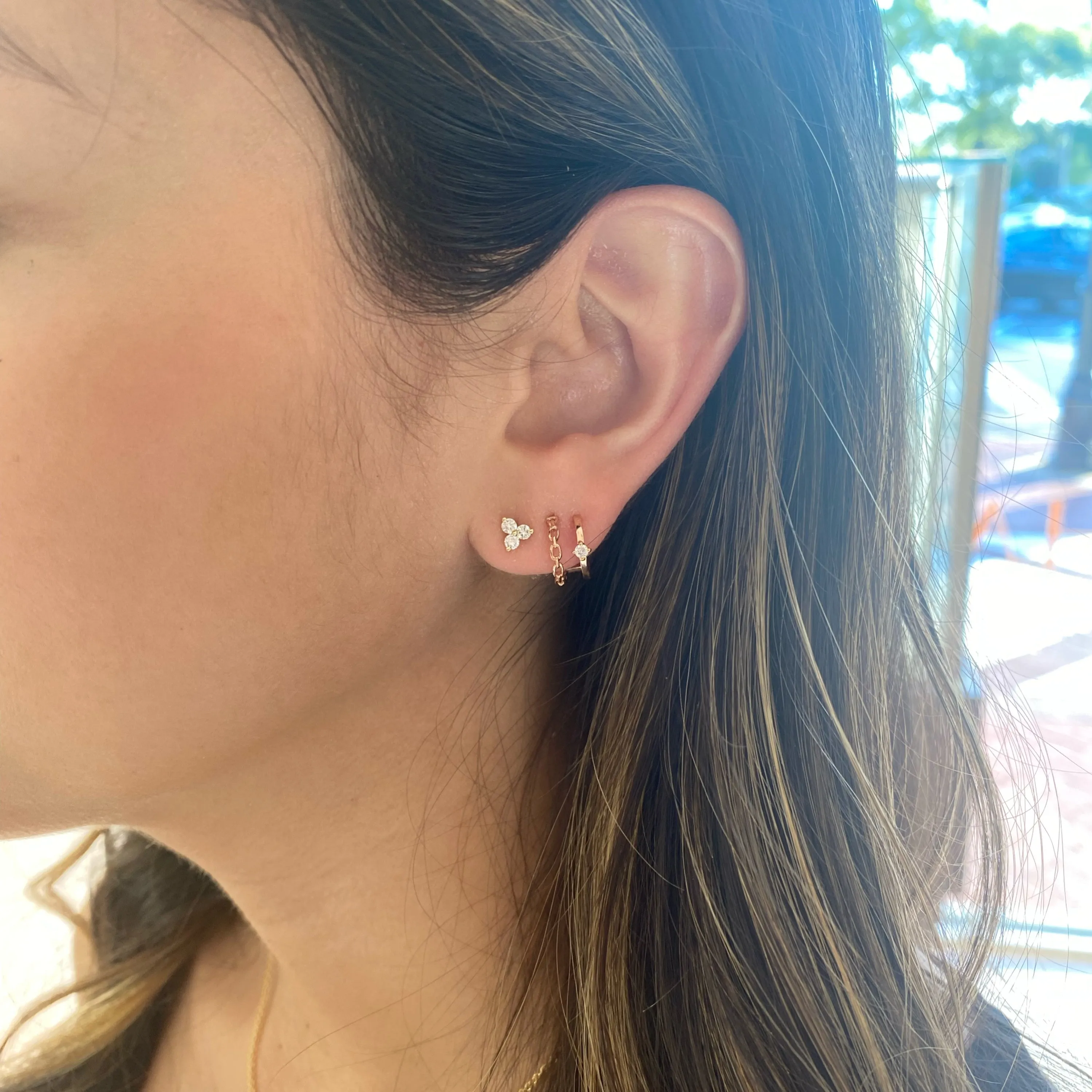 Diamond & Gold Chain Double Ear Cuffs