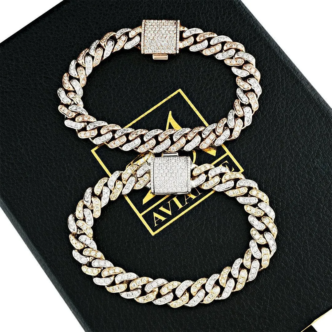 Diamond Cuban Link Bracelet Two Tone Gold 5.50 Ctw