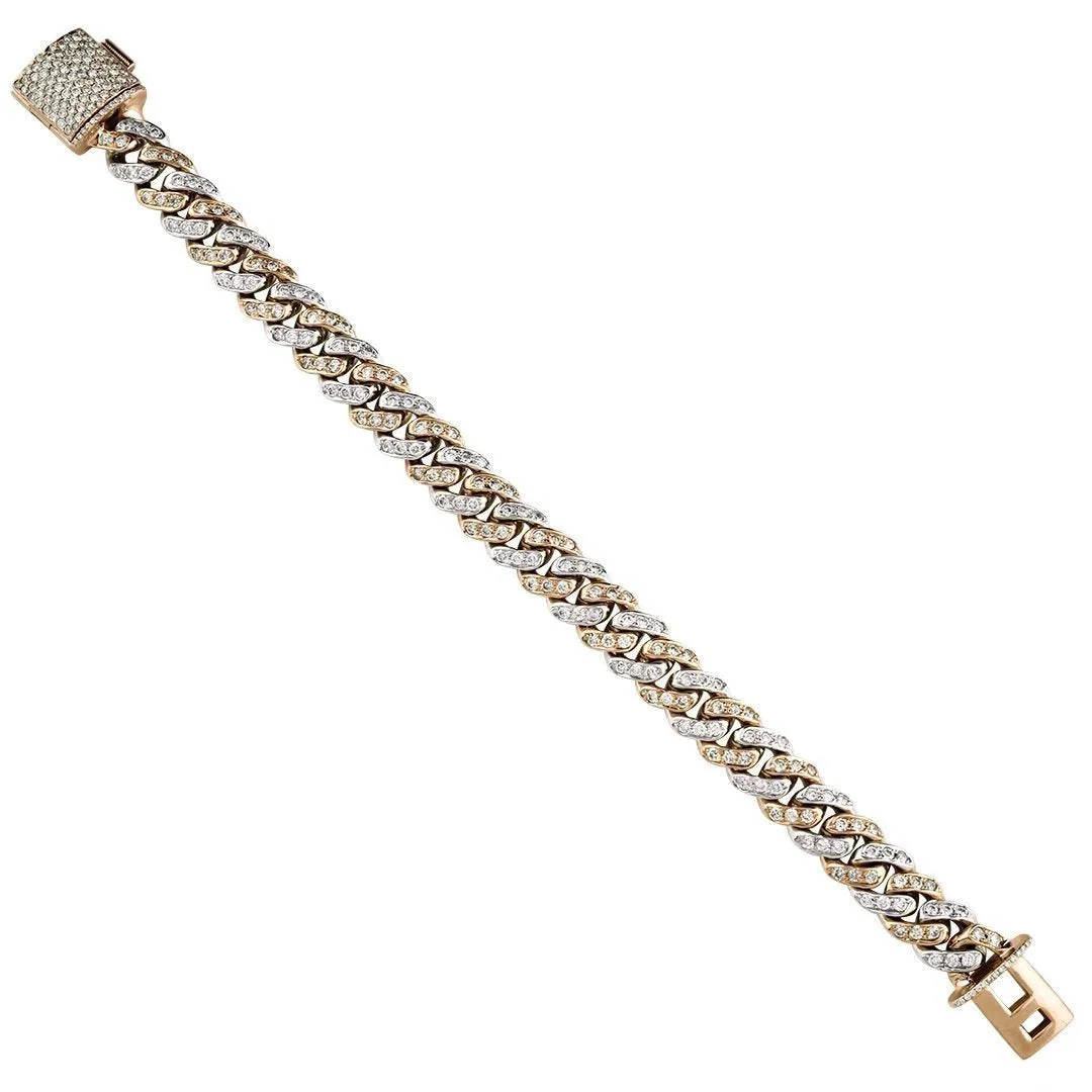 Diamond Cuban Link Bracelet Two Tone Gold 5.50 Ctw