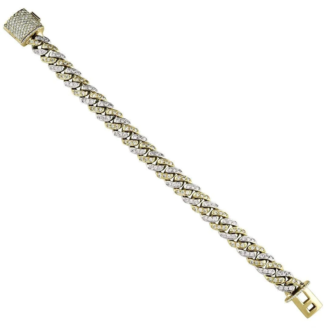 Diamond Cuban Link Bracelet Two Tone Gold 5.50 Ctw