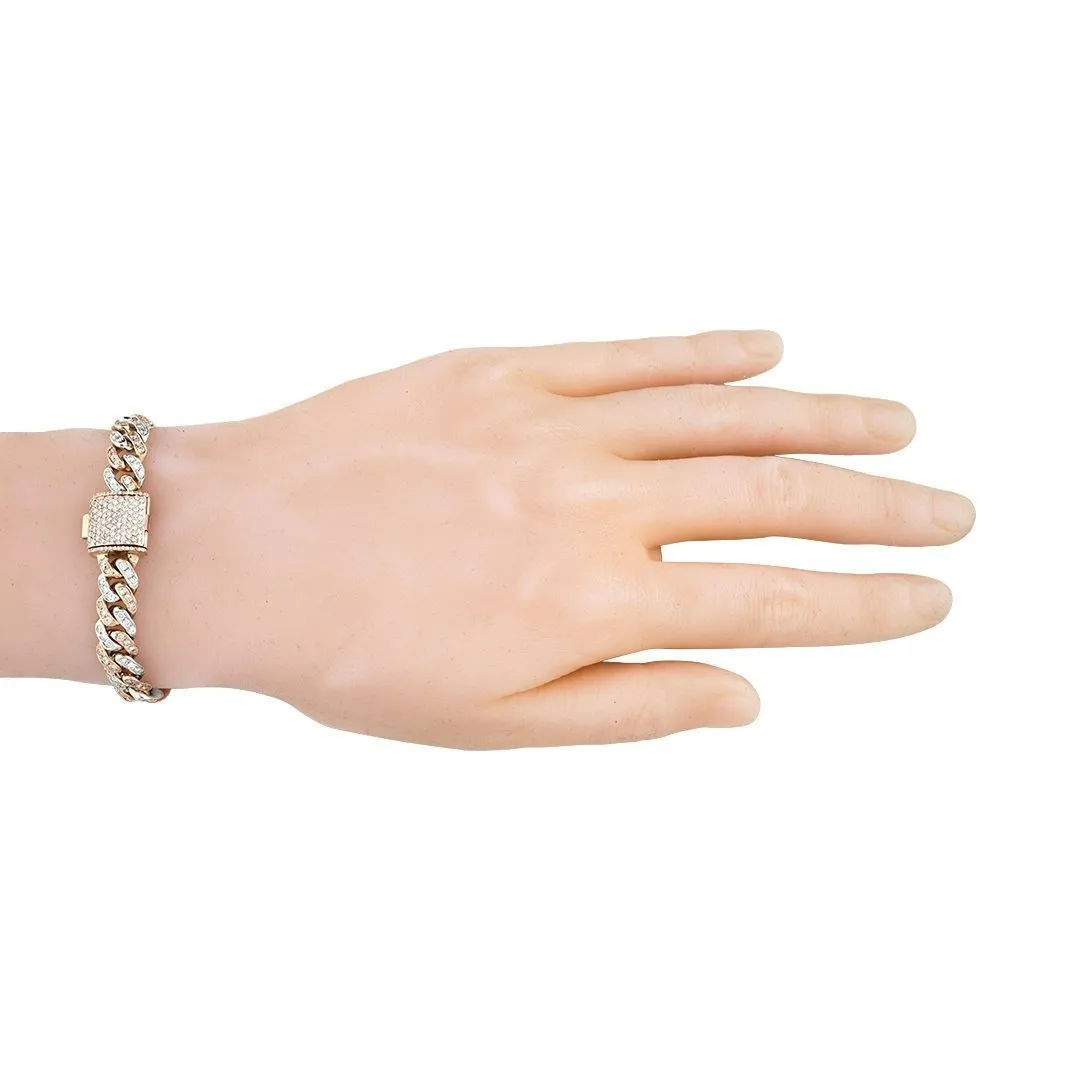 Diamond Cuban Link Bracelet Two Tone Gold 5.50 Ctw