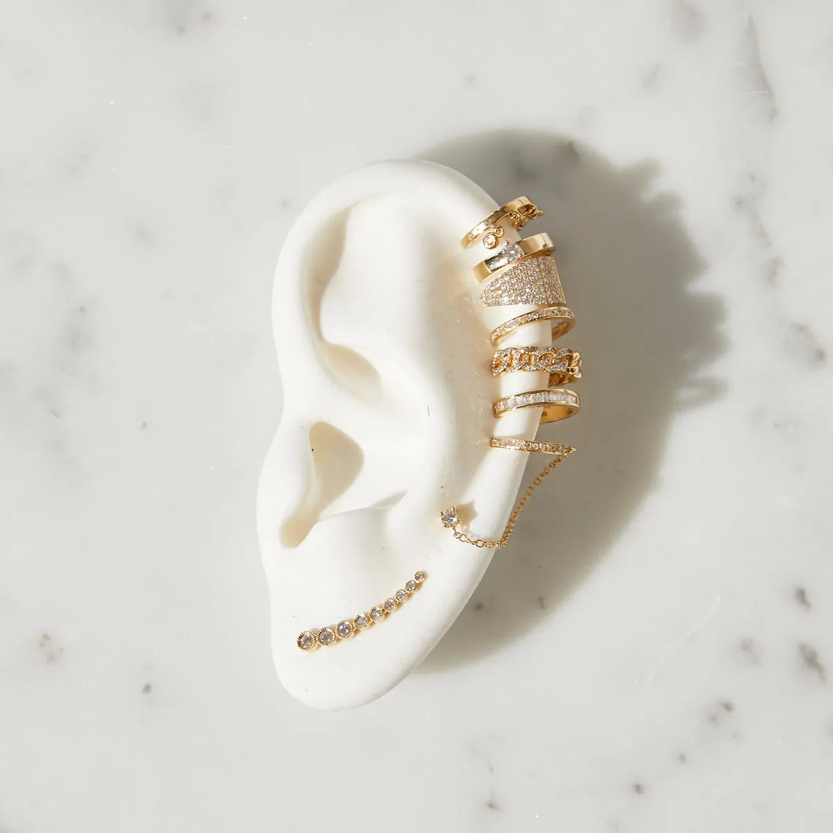 Diamond Ear Cuff With Diamond Stud Chain