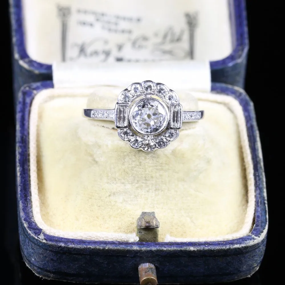 Diamond Engagement Cluster Ring 18Ct White Gold 1.60Ct Diamond