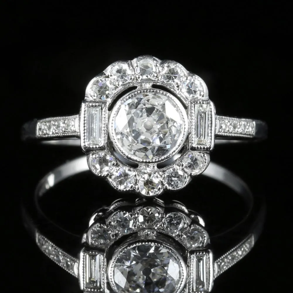 Diamond Engagement Cluster Ring 18Ct White Gold 1.60Ct Diamond