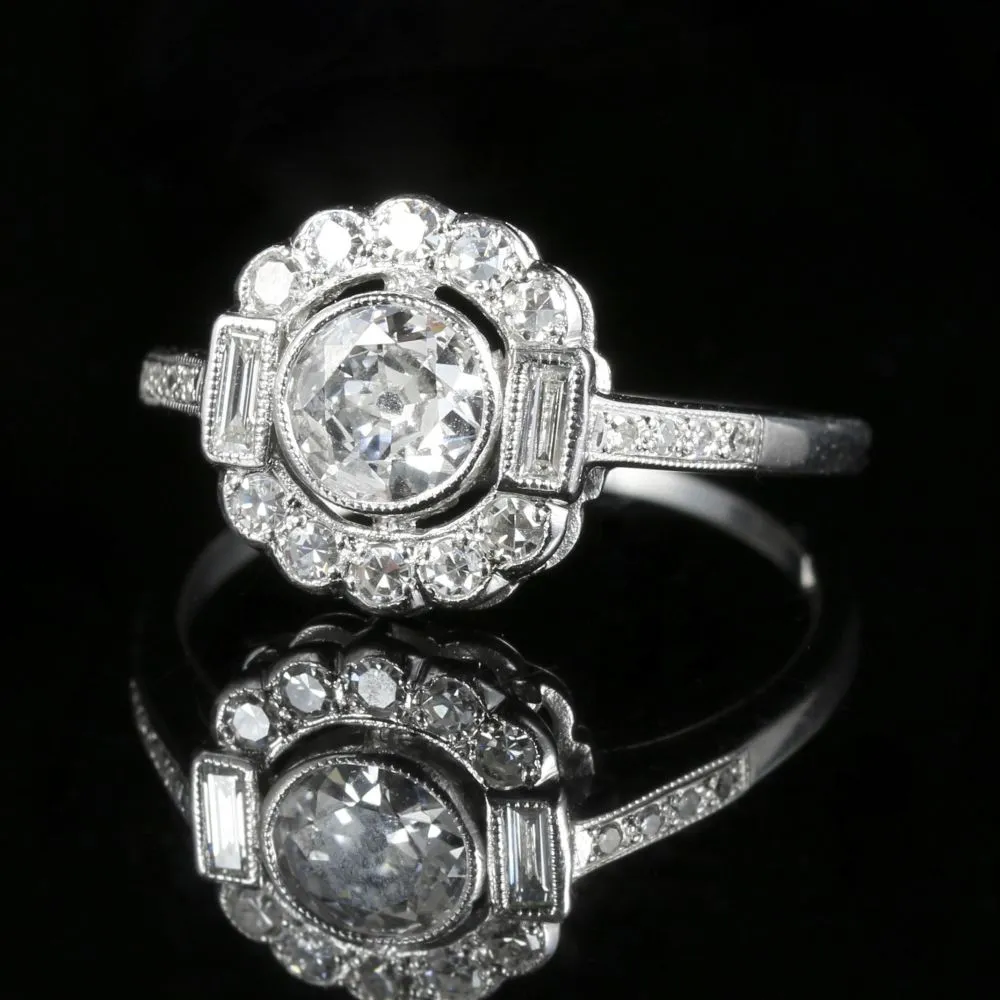 Diamond Engagement Cluster Ring 18Ct White Gold 1.60Ct Diamond