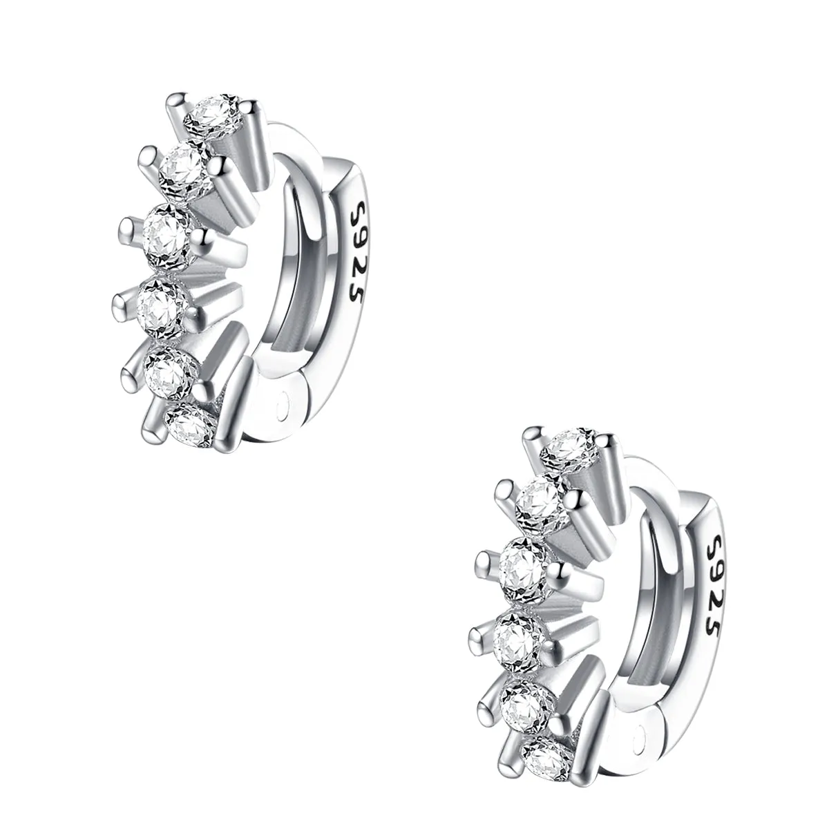 Diamond Fan Helix Earrings Sterling Silver