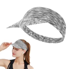 Elastic Empty Top Caps Sun Visor Caps Sun Protection Sports Beach Hat Grey
