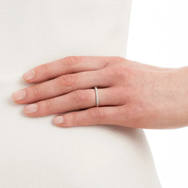 Engraved Laurel Pattern Diamond Wedding Ring in Platinum