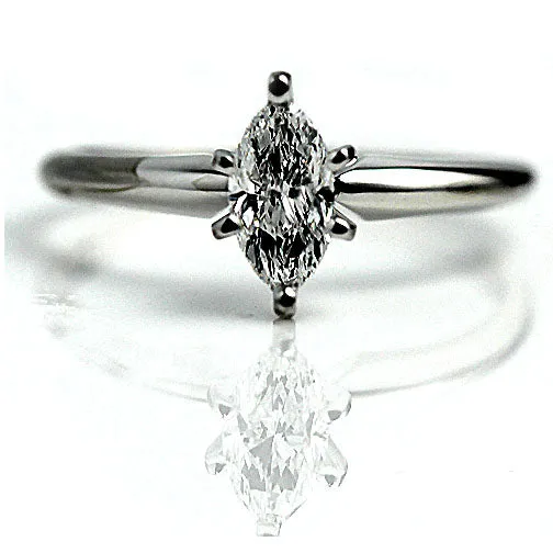 Estate .50 Carat GIA E VS2 Marquis Diamond Ring
