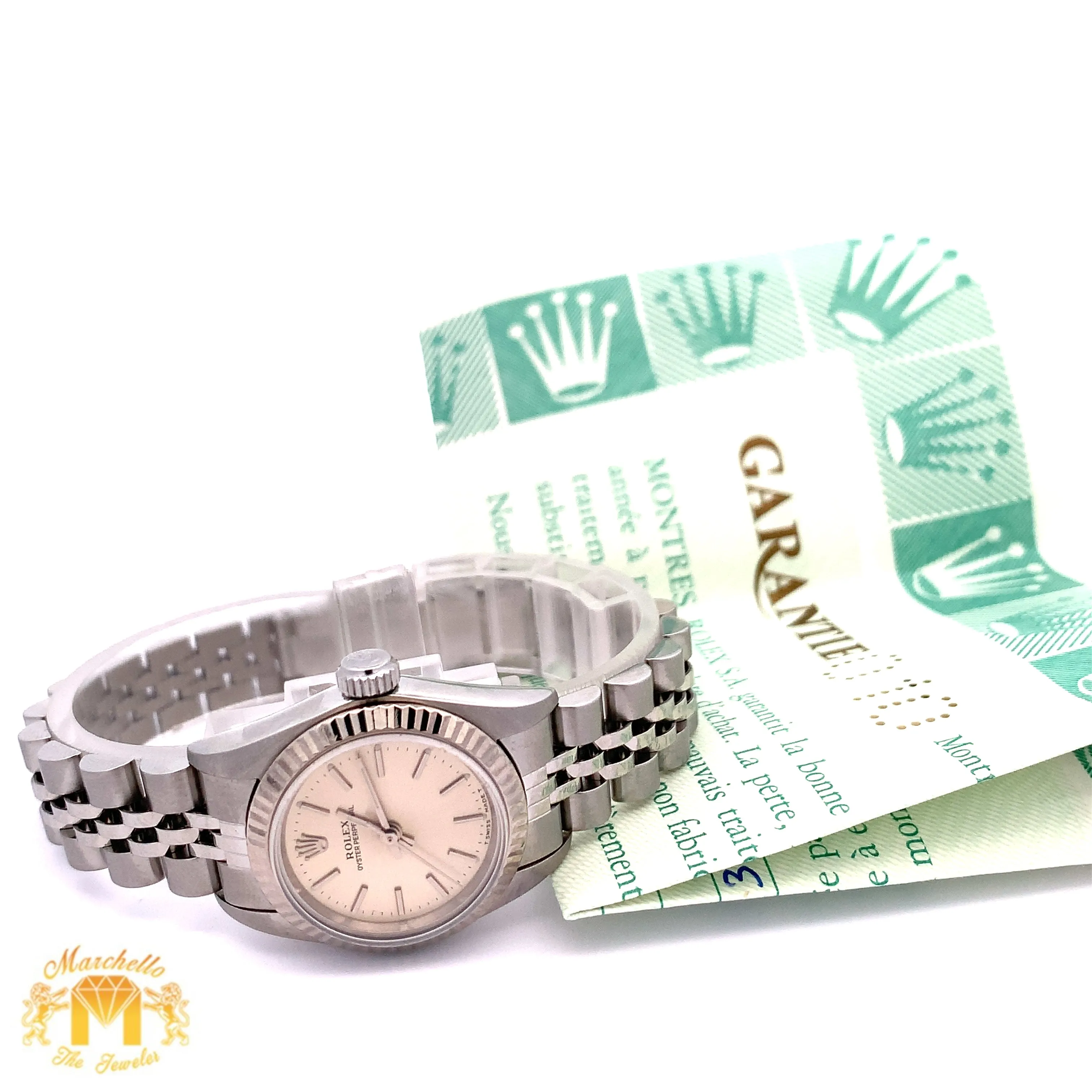 Factory 24mm Ladies` Rolex Watch with Stainless Steel Jubilee Bracelet (Rolex papers)