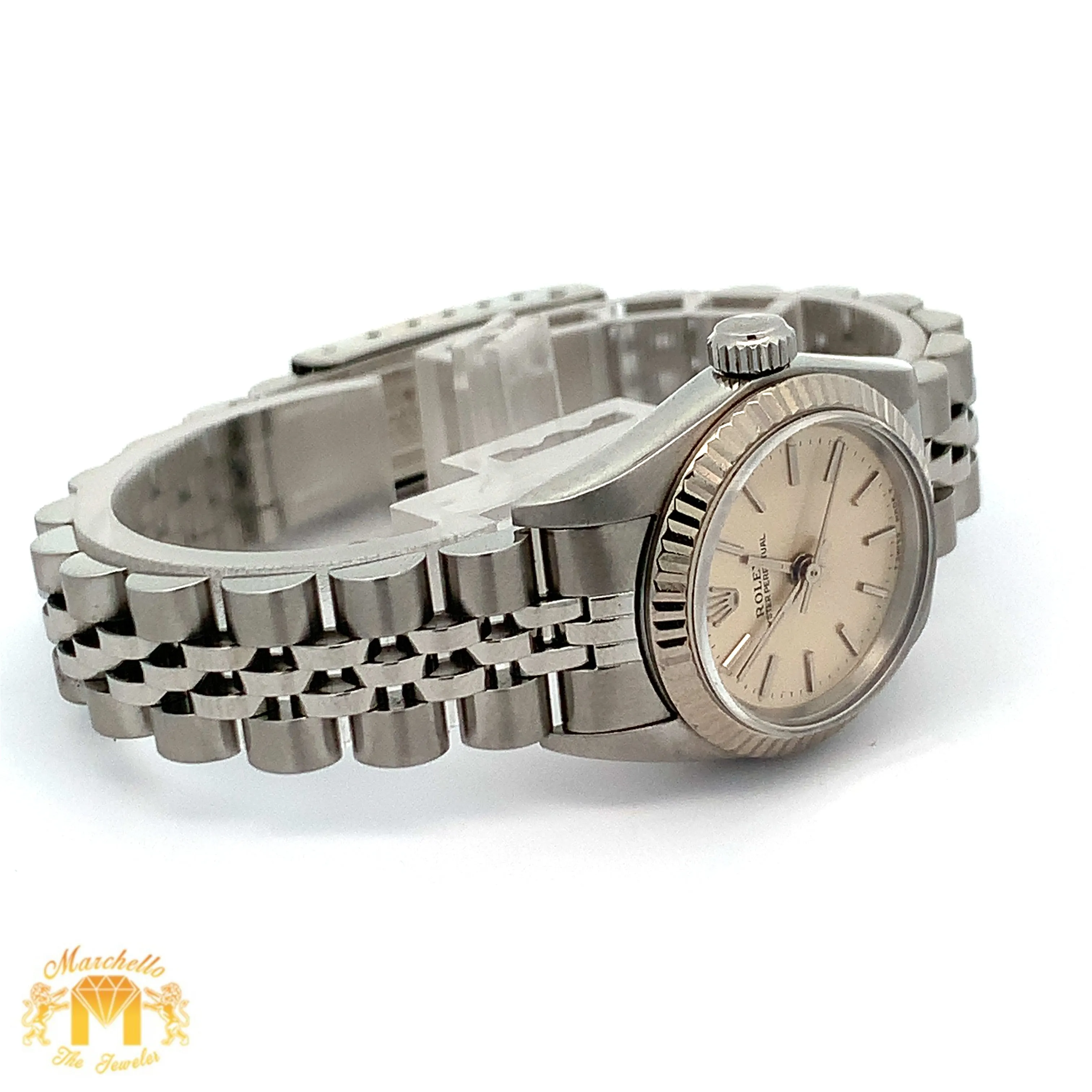 Factory 24mm Ladies` Rolex Watch with Stainless Steel Jubilee Bracelet (Rolex papers)