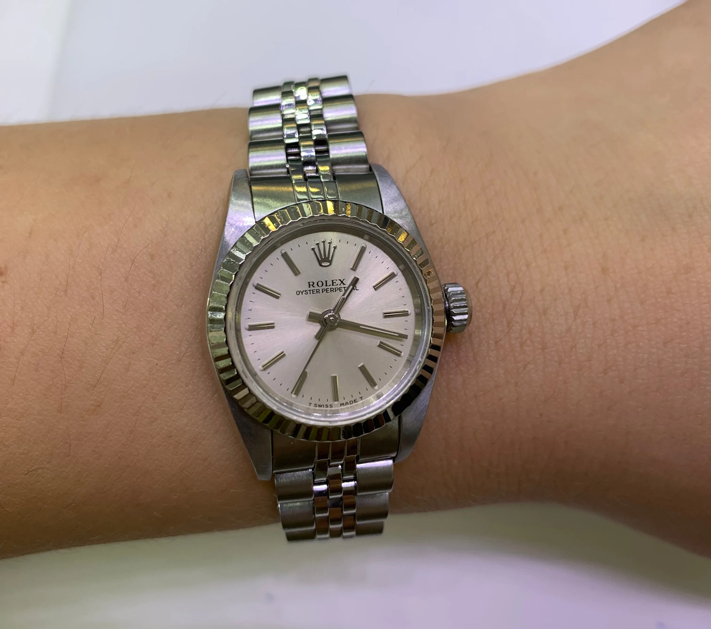 Factory 24mm Ladies` Rolex Watch with Stainless Steel Jubilee Bracelet (Rolex papers)