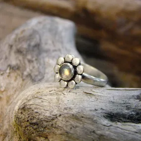 Flower Stone Silver Plated Ring