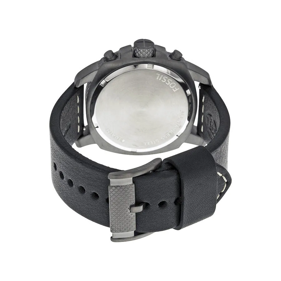 Fossil Modern Machine Chronograph Grey Dial Black Leather Men's Watch FS5016