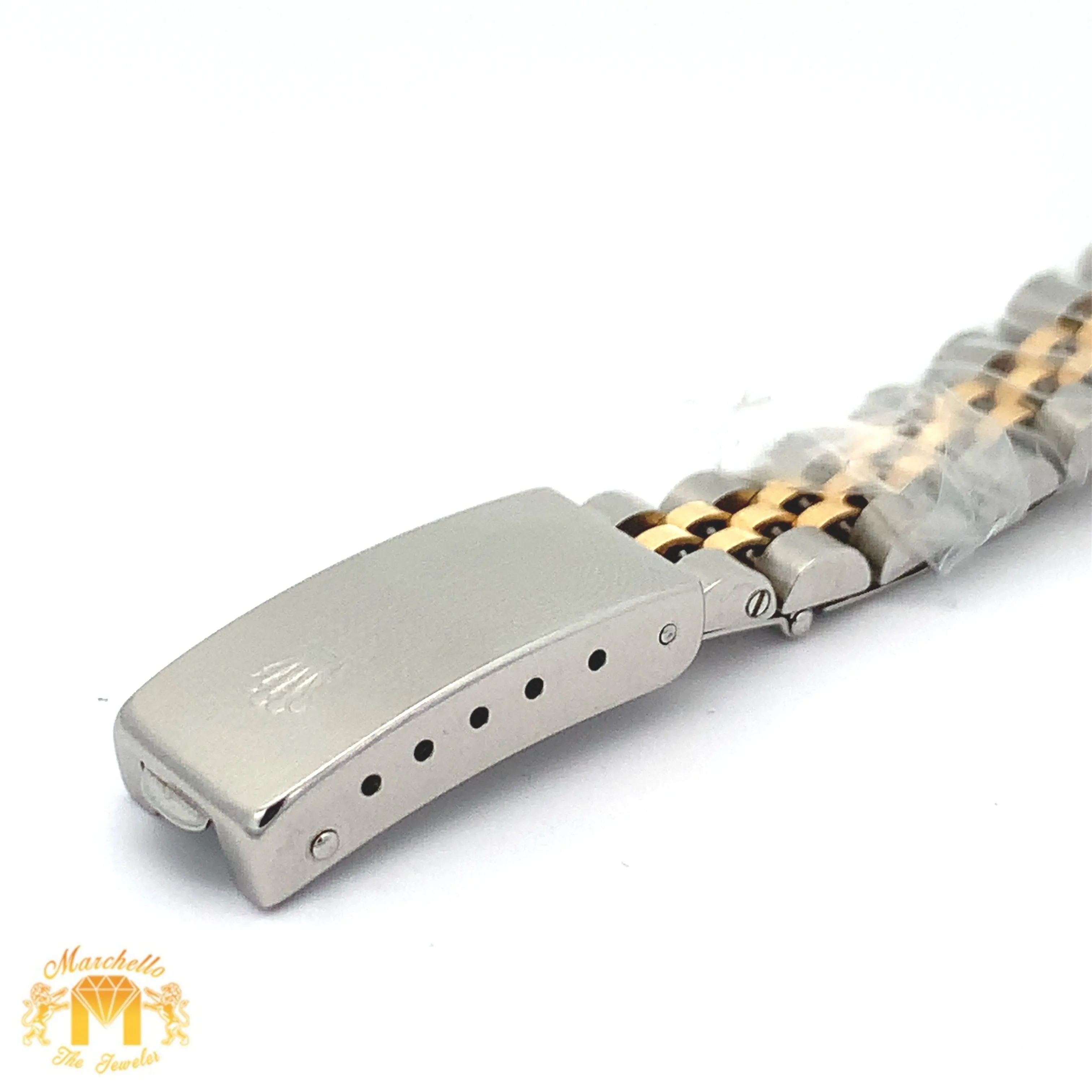 Full factory 26mm Ladies` Rolex Datejust Watch with Two-Tone Jubilee Bracelet (diamond dial, fluted bezel)