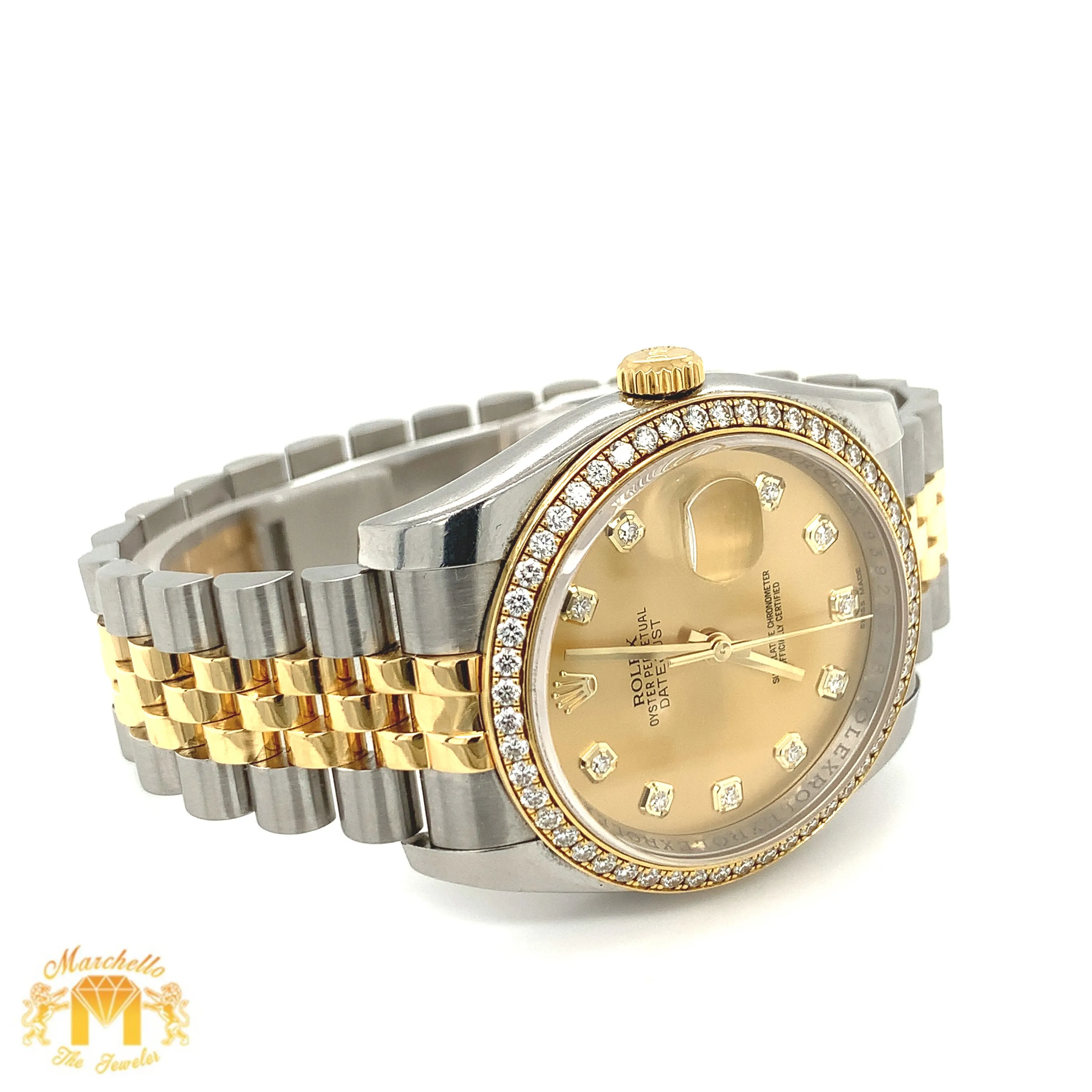 Full factory 36 mm Diamond Rolex watch with Two-tone Jubilee Band
