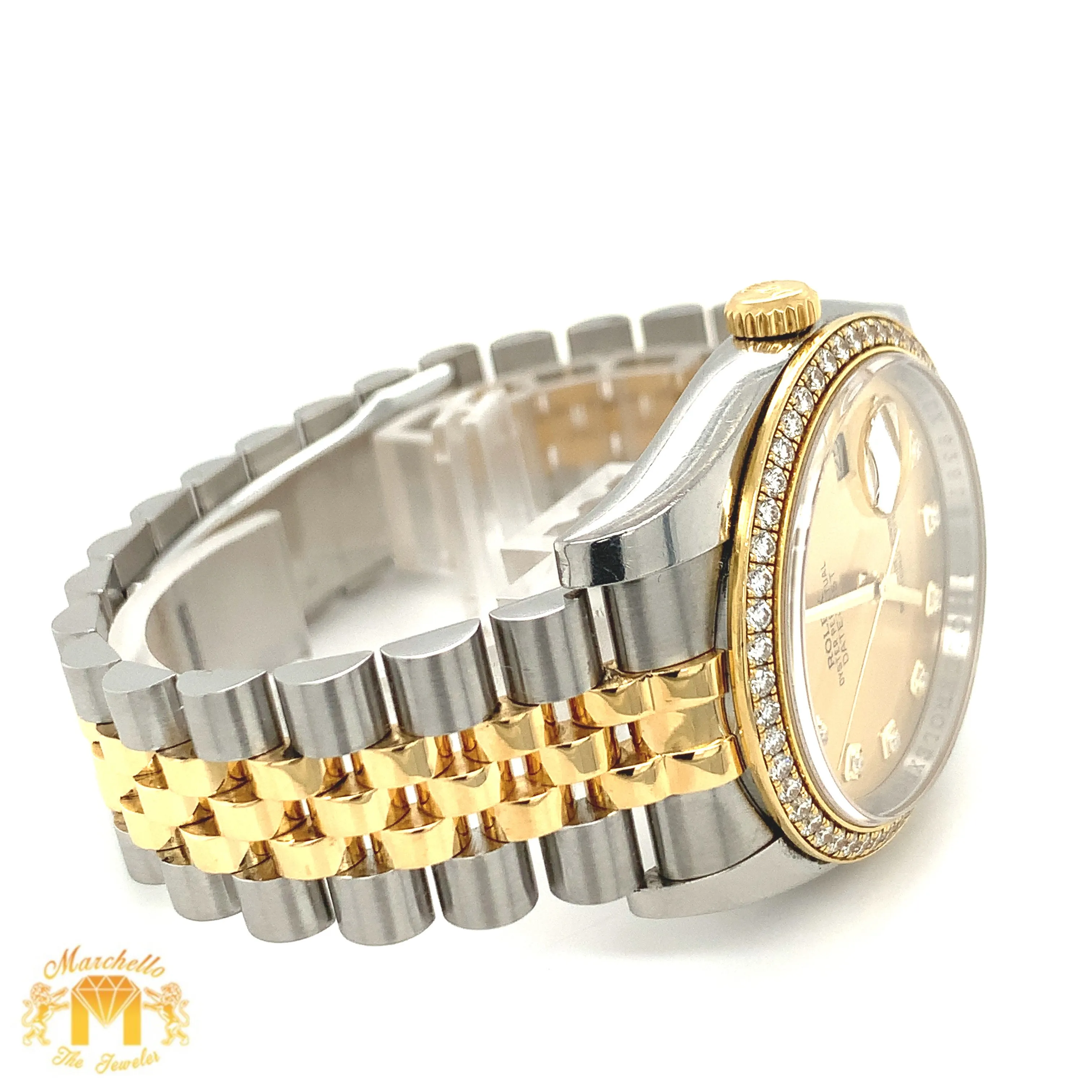 Full factory 36 mm Diamond Rolex watch with Two-tone Jubilee Band