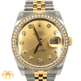 Full factory 36 mm Diamond Rolex watch with Two-tone Jubilee Band