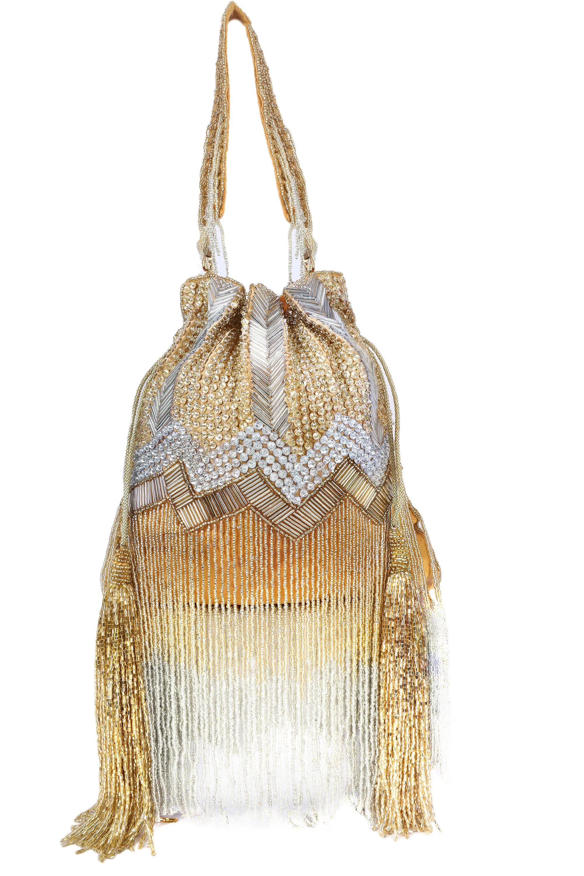 Glitzy Diva Tassel Hand-embroidered Potli   - Rent
