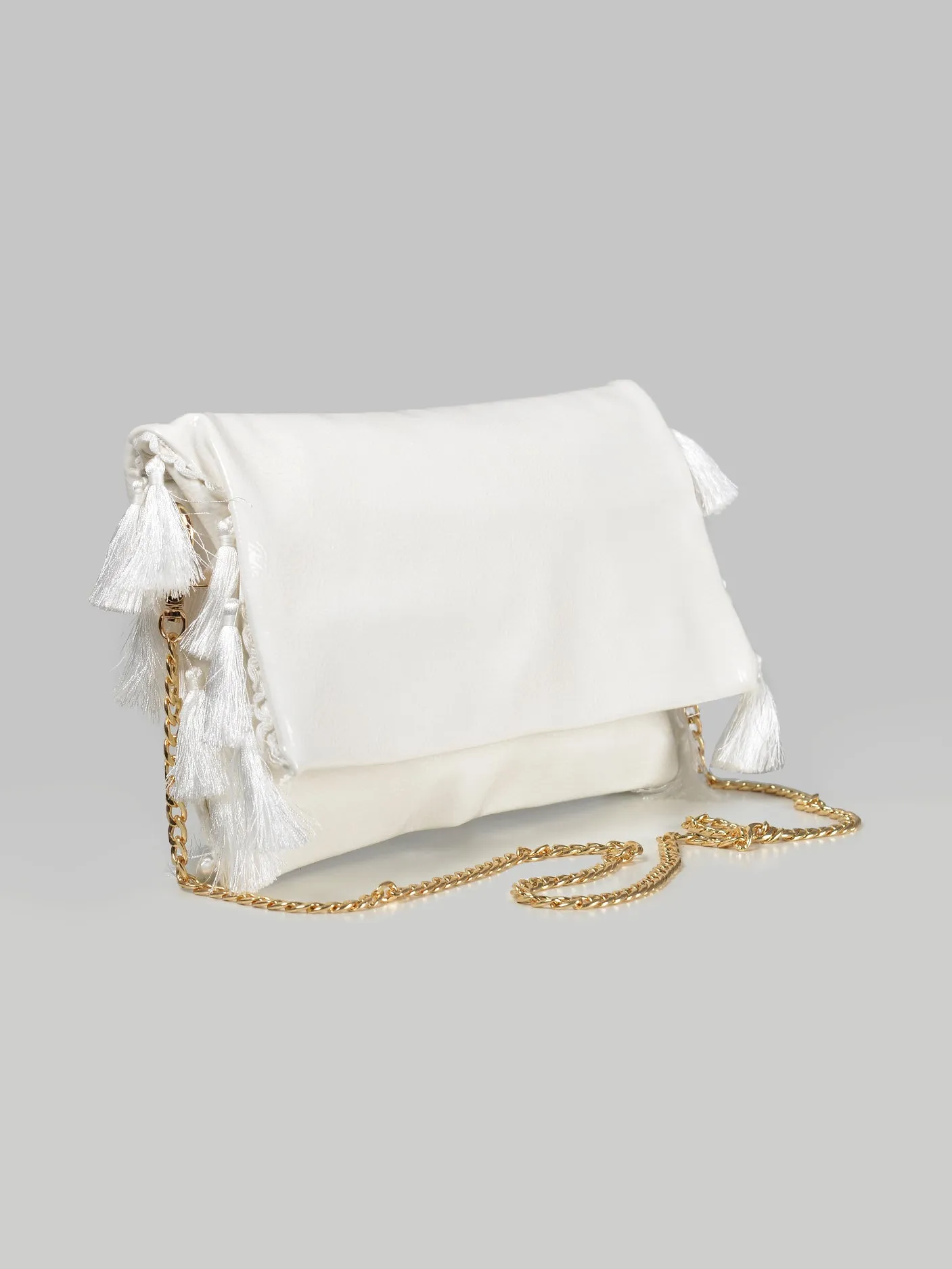 Glossy Tassel Clutch