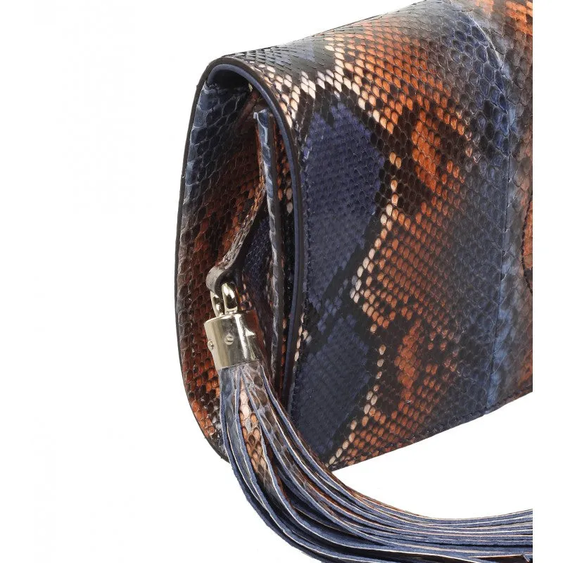 Gucci Blue & brown python Soho clutch
