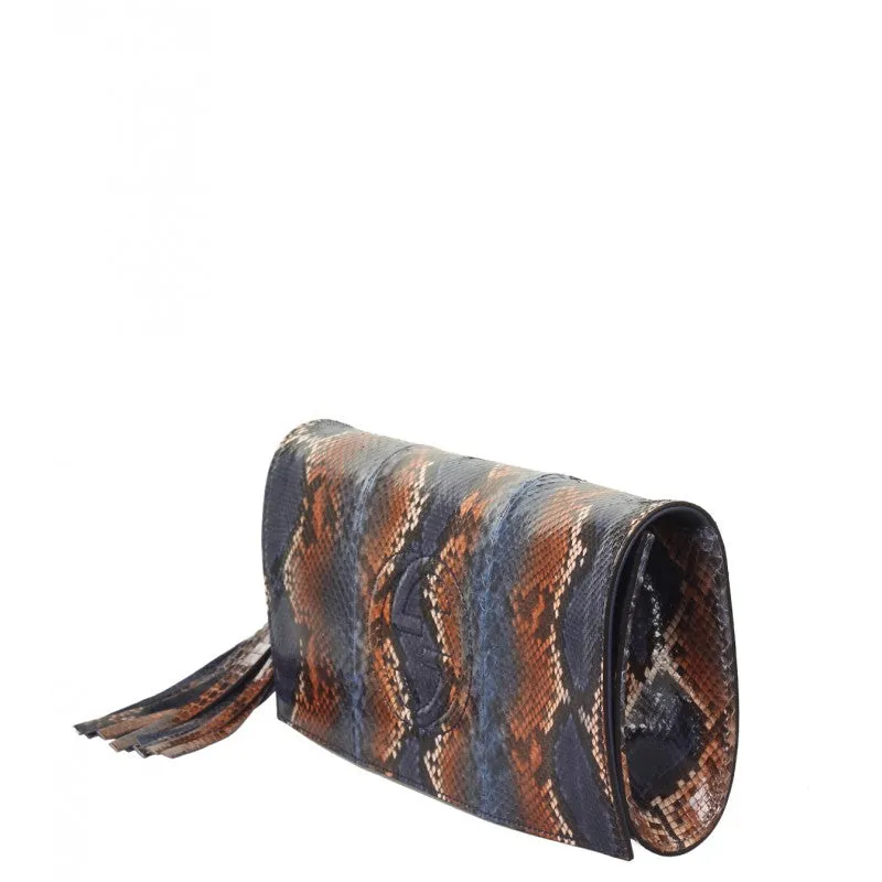 Gucci Blue & brown python Soho clutch