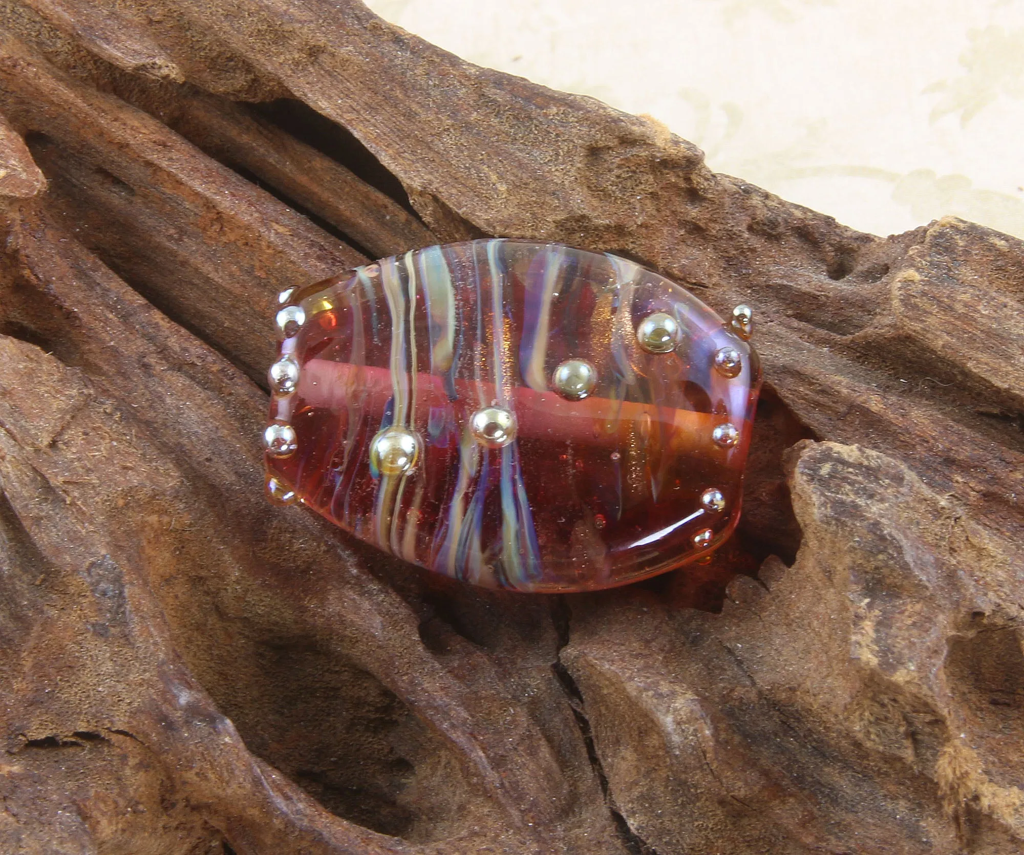 Handmade Fuchsia Pink Lampwork Focal Bead