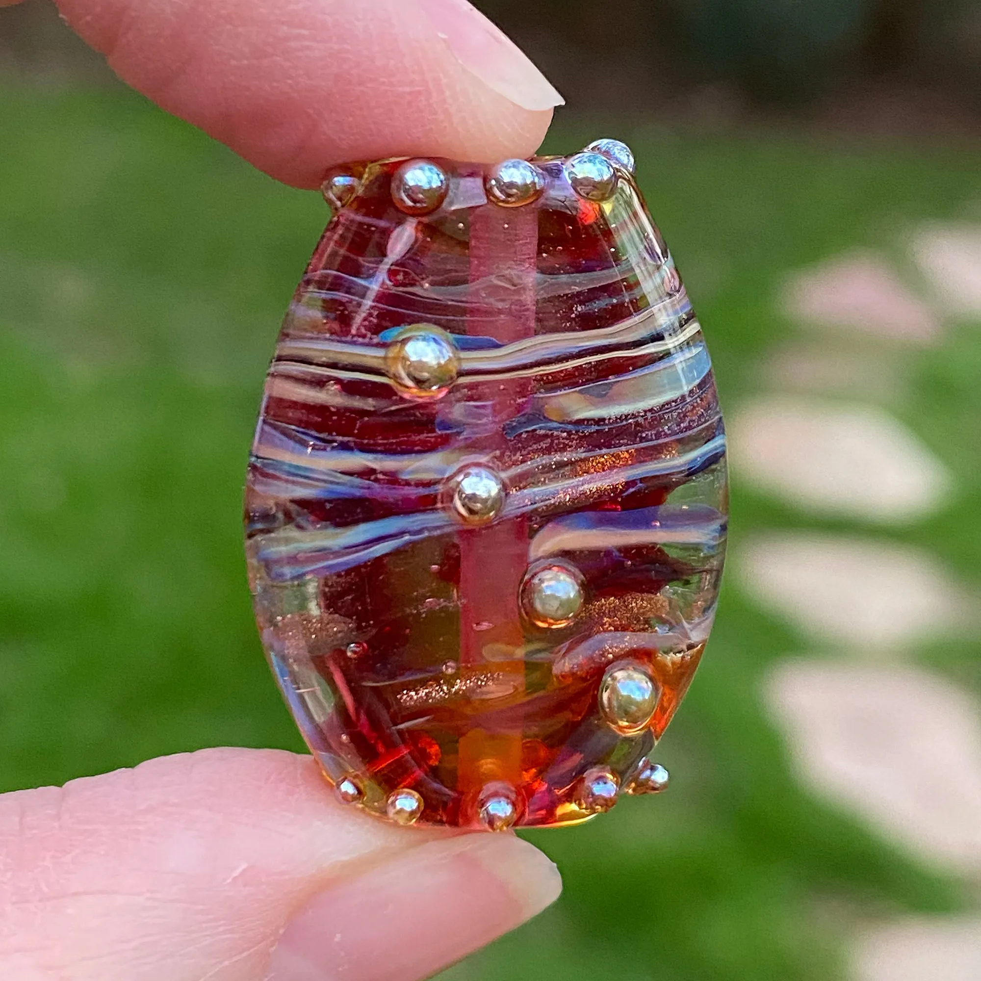 Handmade Fuchsia Pink Lampwork Focal Bead