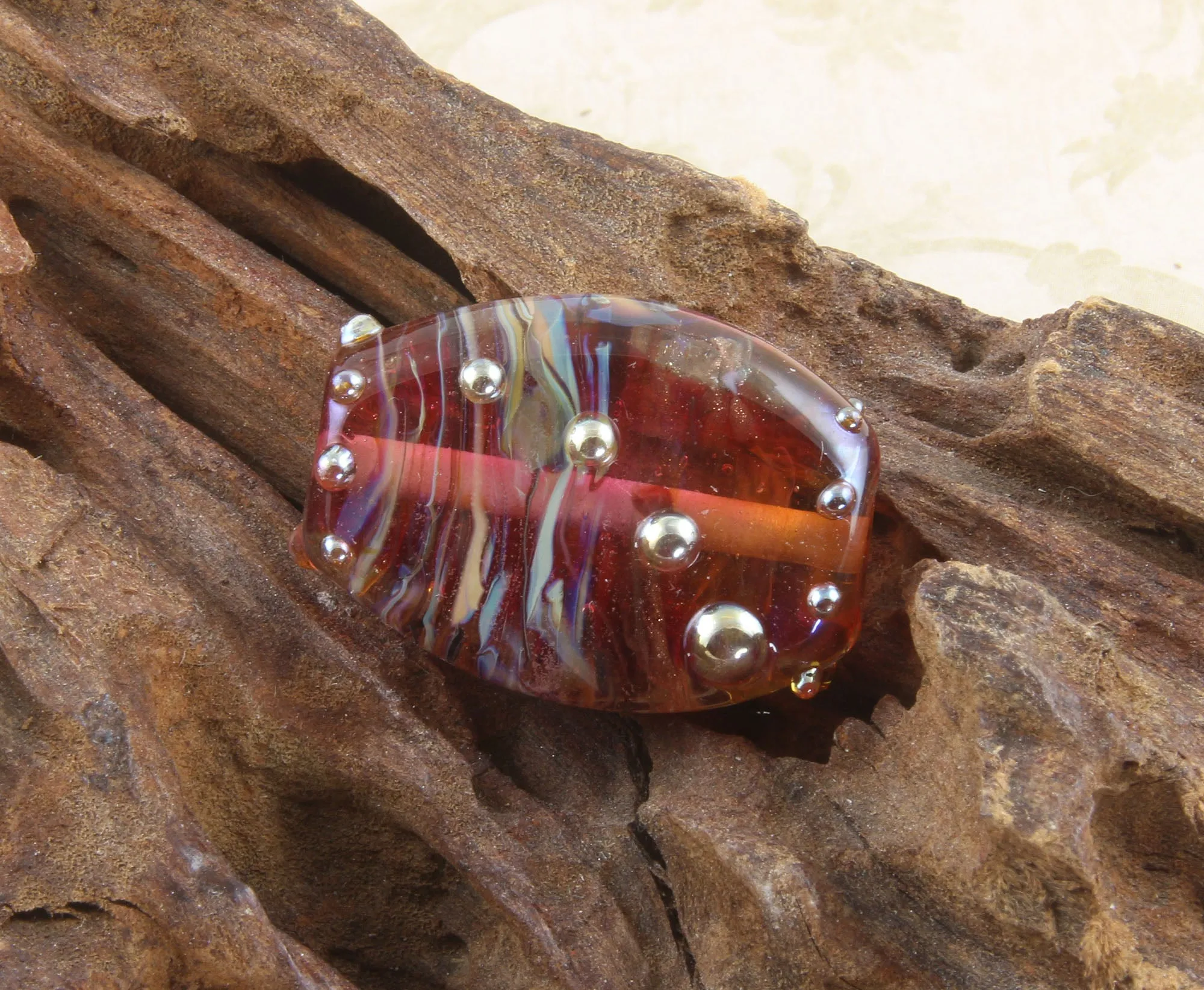 Handmade Fuchsia Pink Lampwork Focal Bead
