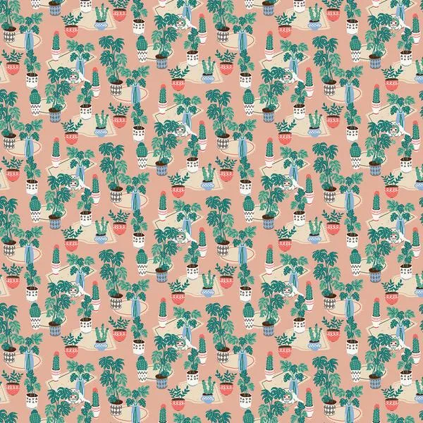 Hats for Cats-Plants/Hide Cats- Paintbrush Studio Cotton Fabrics