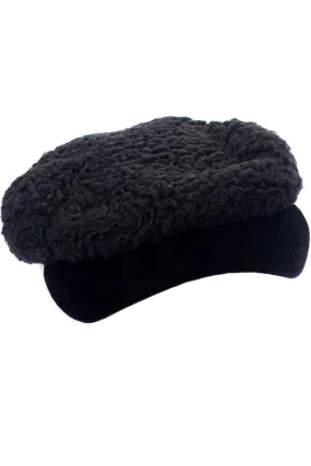 Hattie Carnegie I Magnin late 1930s vintage curly lambswool hat with velvet trim