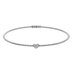 Heart Bangle in 18k Gold with Diamonds LB2522-Y WHITE 18K X 2T WHITE