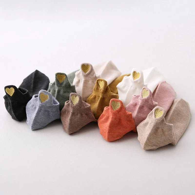 Heart Embroidered Casual Socks