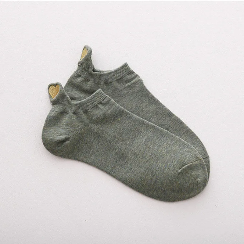 Heart Embroidered Casual Socks