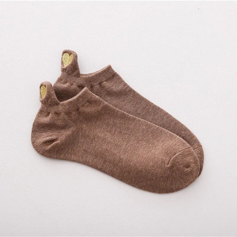 Heart Embroidered Casual Socks