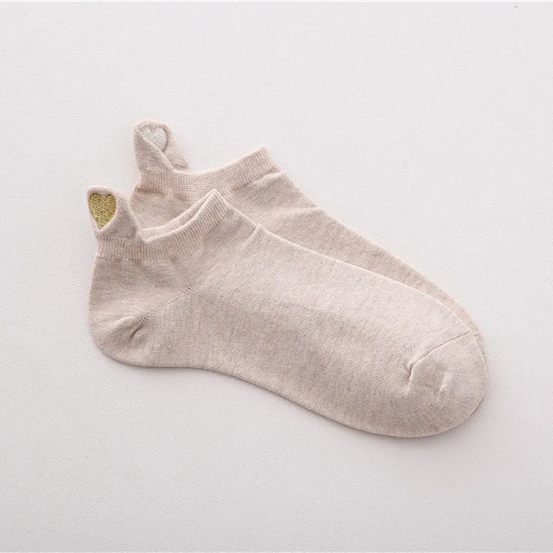 Heart Embroidered Casual Socks