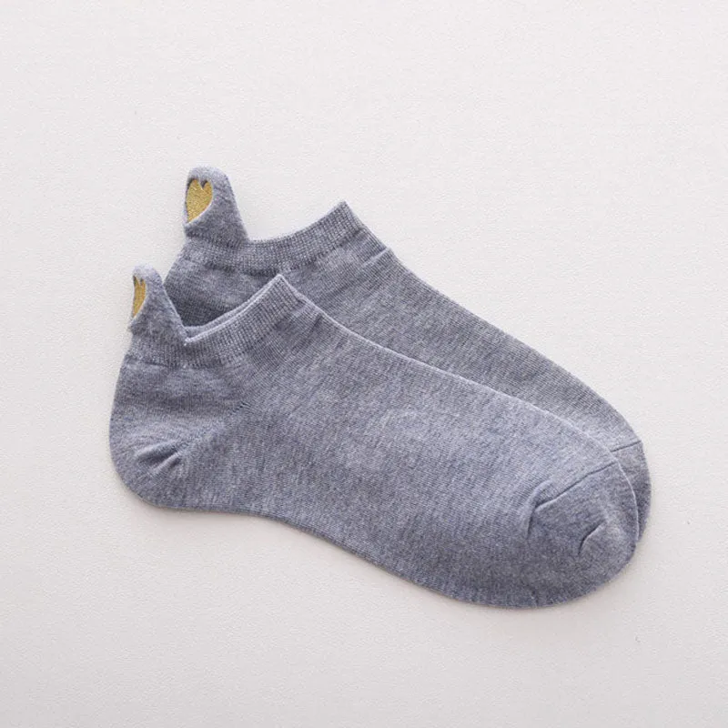 Heart Embroidered Casual Socks