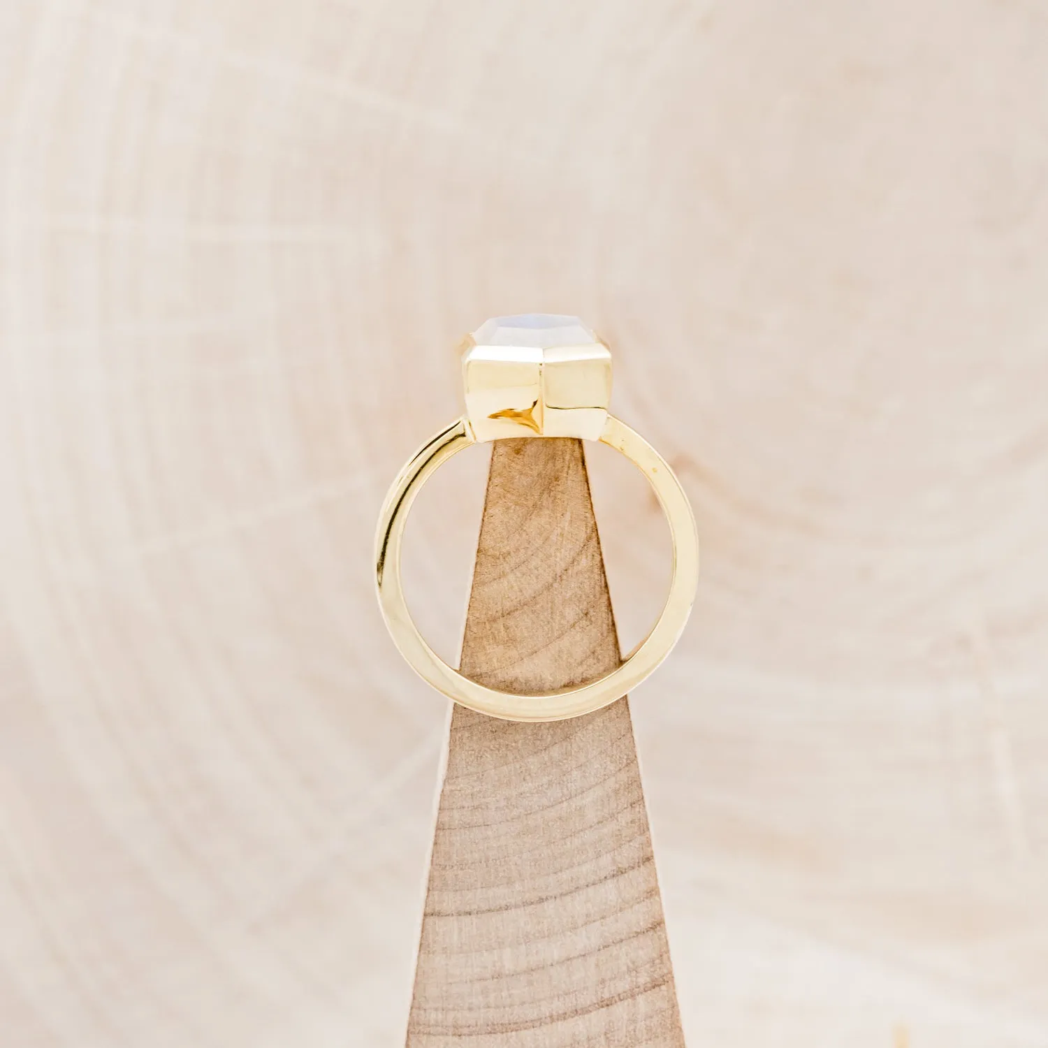 HEXAGON BEZEL SET MOONSTONE ENGAGEMENT RING