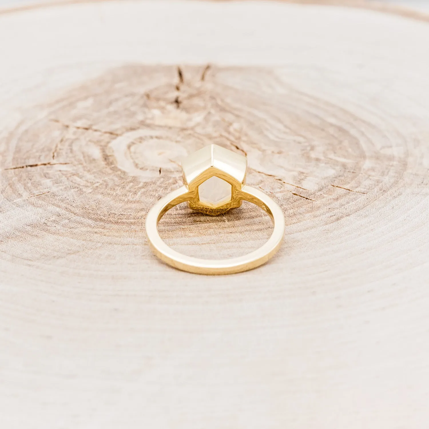 HEXAGON BEZEL SET MOONSTONE ENGAGEMENT RING