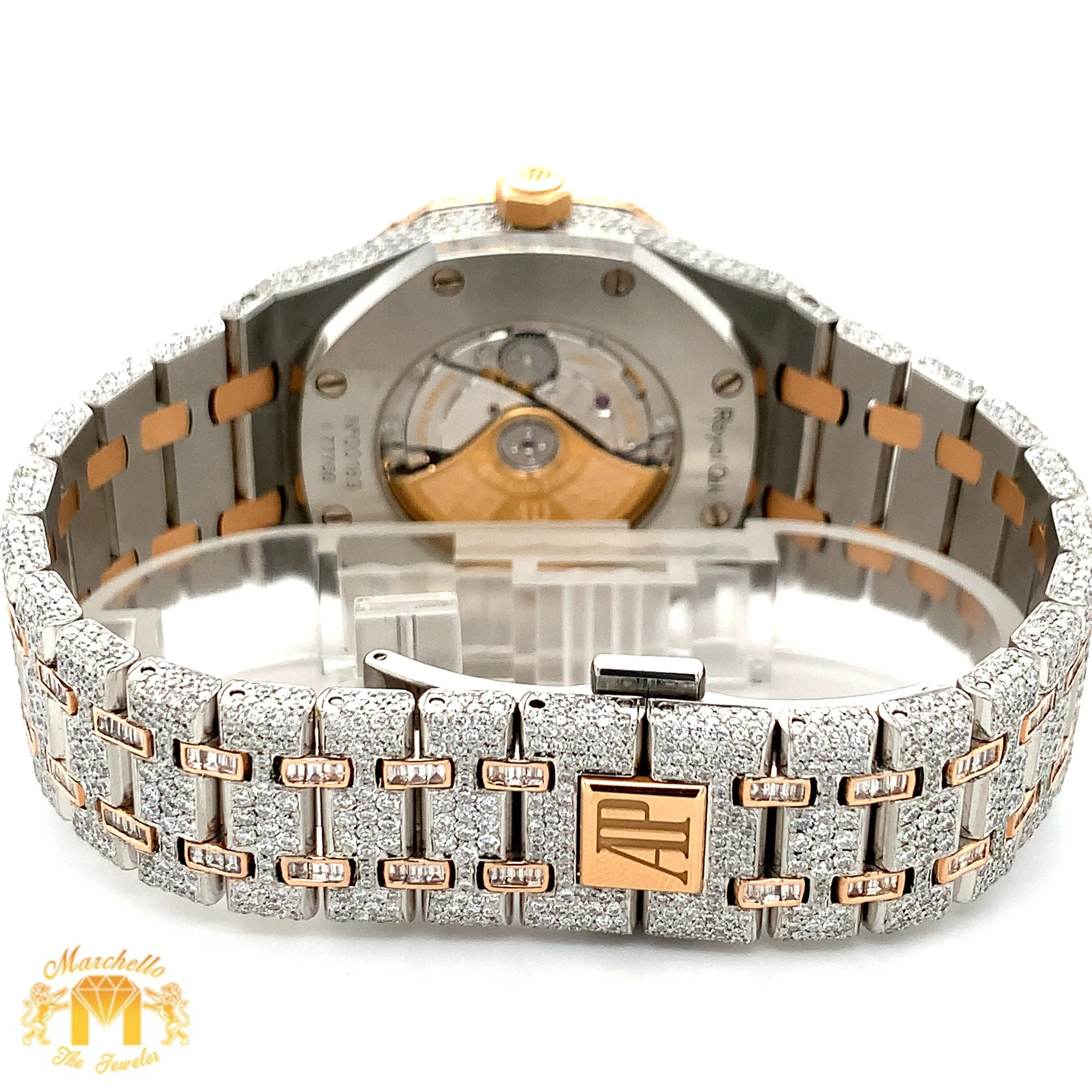 Iced out 41mm Audemars Piguet Two-tone Rose Gold AP Diamond Watch