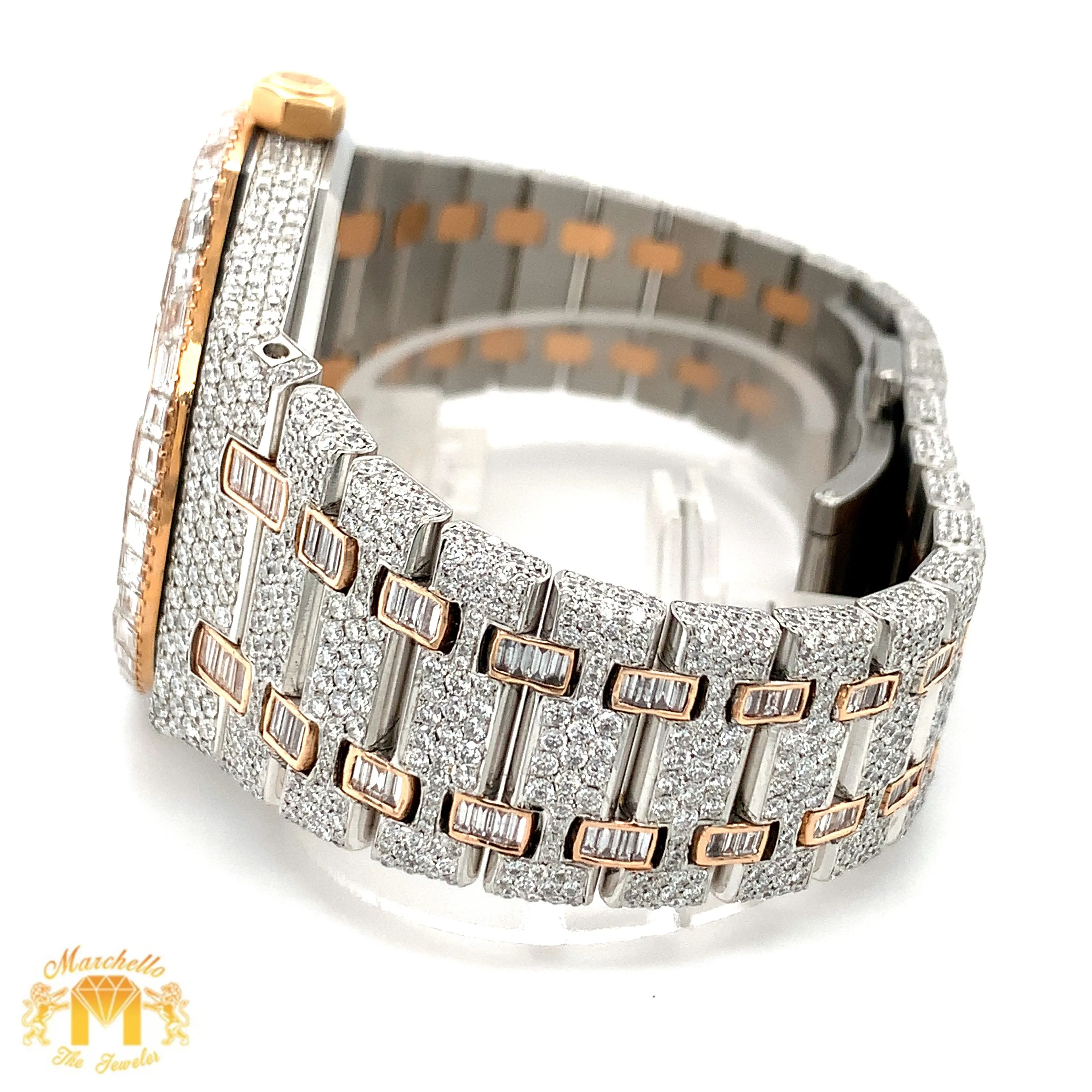 Iced out 41mm Audemars Piguet Two-tone Rose Gold AP Diamond Watch