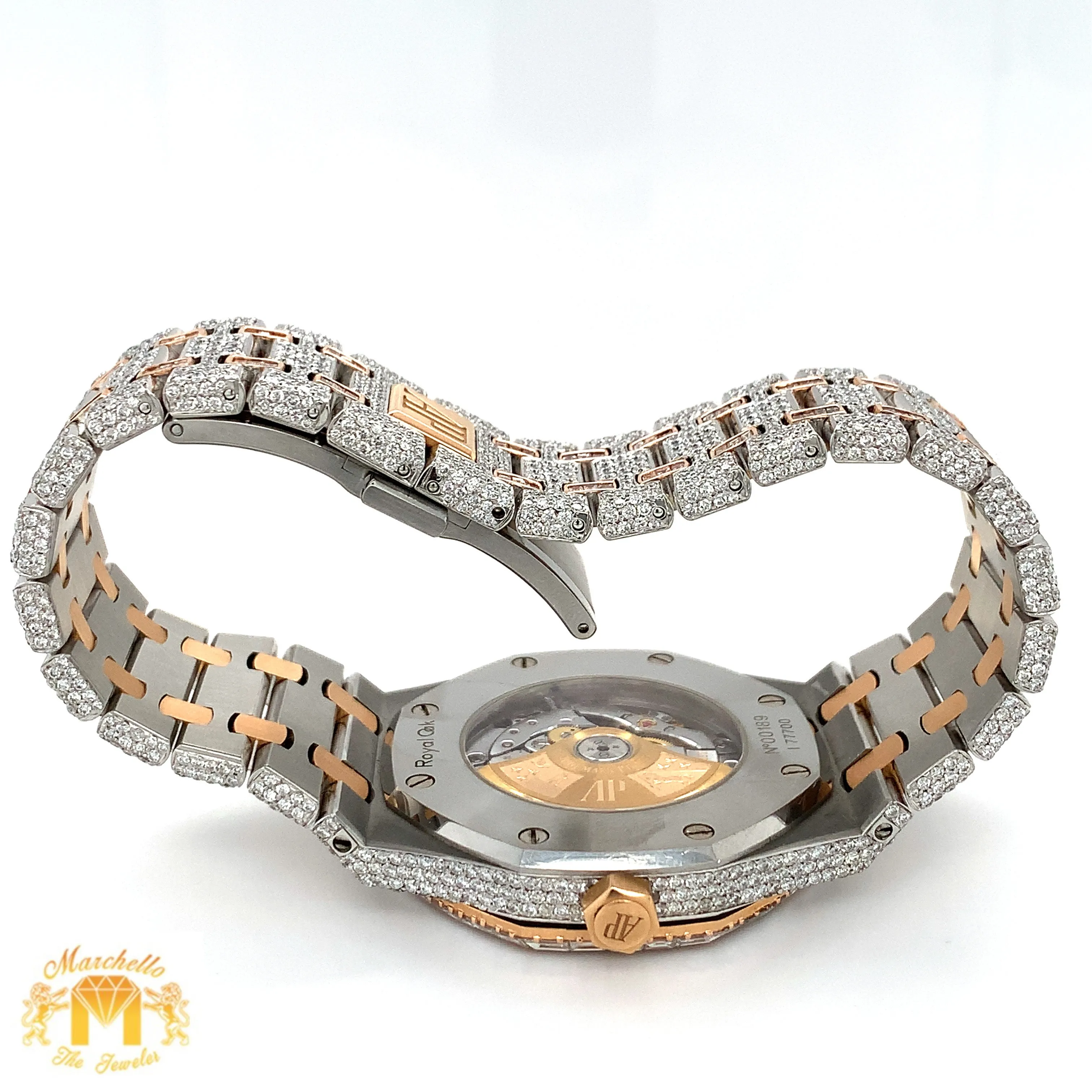 Iced out 41mm Audemars Piguet Two-tone Rose Gold AP Diamond Watch