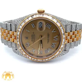 Iced out 41mm Rolex Diamond Watch with Two-Tone Jubilee Bracelet