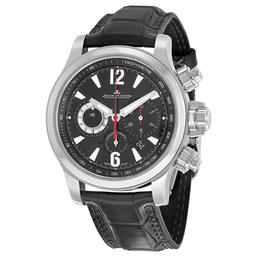 Jaeger LeCoultre Master Compressor Chronograph Black Galvanic Dial Leather Men's Watch Q1758421
