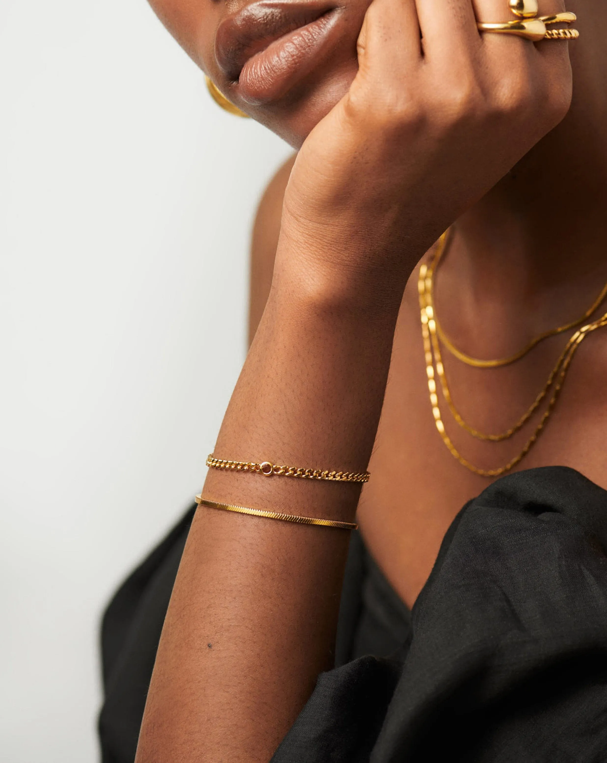 January Birthstone Chain Bracelet | 18k Gold Plated Vermeil/Garnet