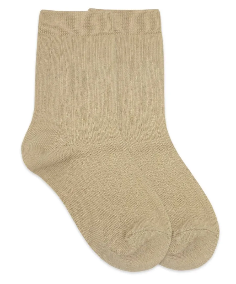 Jefferies Socks Cotton Rib Crew Socks- Khaki