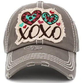 KBV1411 "XOXO" Vintage Distressed Cotton Cap