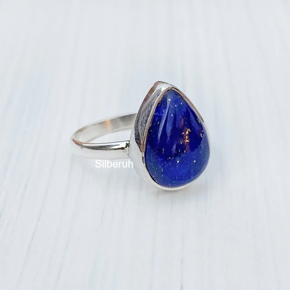 Lapis Lazuli Teardrop Silver Ring